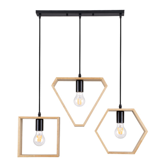 ELISE 00682 Μοντέρνο Κρεμαστό Φωτιστικό Οροφής με Ντουί 3 x E27 AC 220-240V IP20 - Μπεζ & Μαύρο - Μ76 x Π8 x Υ25