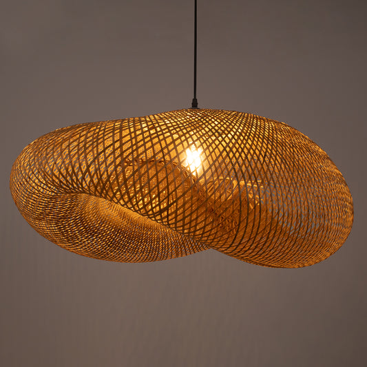 MEXICO 00721 Boho Κρεμαστό Φωτιστικό Ανάρτηση Μονόφωτο 1 x E27 IP20 Μπεζ Ξύλο - Μ100 x Π80 x Y35cm