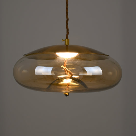 ΑΧΤΟΝ 00750 Μοντέρνο Κρεμαστό Φωτιστικό Ανάρτηση LED 7W 500 lm 180° AC 100-240V IP20 Θερμό Λευκό 2700K Μελί Γυαλί με Χρυσό Μέταλλο - Μ30 x Π30 x Υ15cm