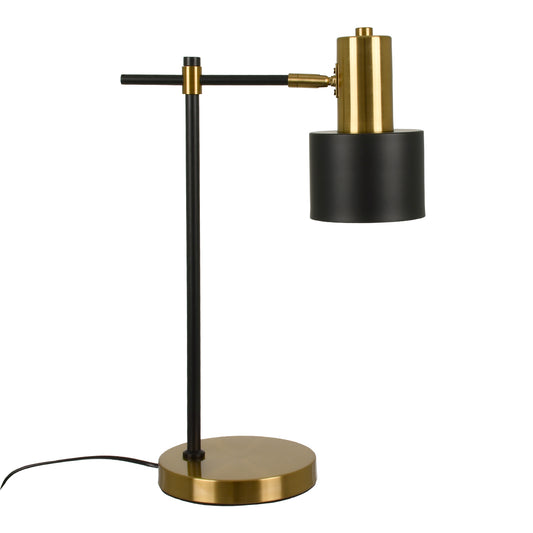 LETO 00835 Μοντέρνο Επιτραπέζιο Φωτιστικό Γραφείου Μονόφωτο Μεταλλικό Μαύρο - Χρυσό Φ12.5 x Μ18 x Π18 x Υ50.5cm
