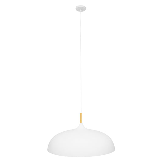 ZOE 00837 Μοντέρνο Κρεμαστό Φωτιστικό Οροφής Μονόφωτο 1 x E27 Λευκό Μεταλλικό Καμπάνα Φ60 x Υ35cm