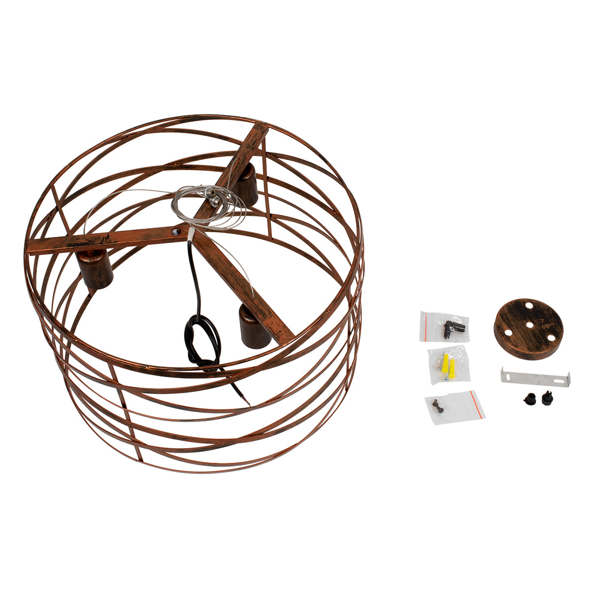 TOKEN 00856 Μοντέρνο Κρεμαστό Φωτιστικό Οροφής με Ντουί 3 x E27 AC 220-240V IP20 - Χάλκινο Εφέ Σκουριάς - Μ43 x Π43 x Υ29