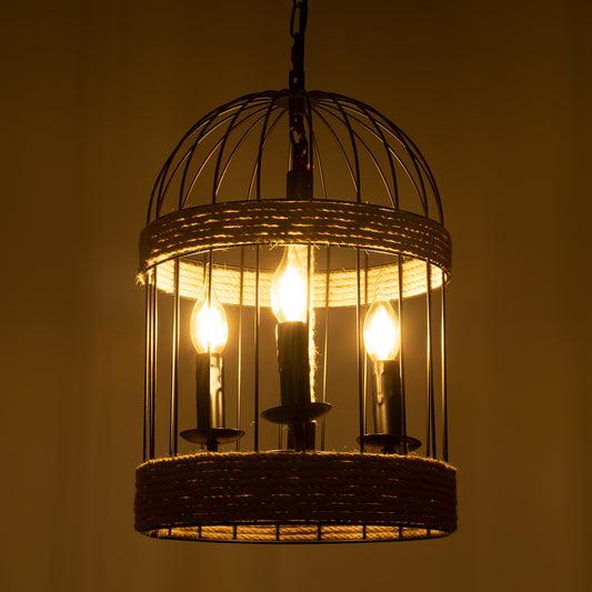 MERLIN 00865 Vintage Industrial Κρεμαστό Φωτιστικό Οροφής Τρίφωτο 3 x E14 Μαύρο Μεταλλικό Με Σχοινί Φ28 x Y40cm