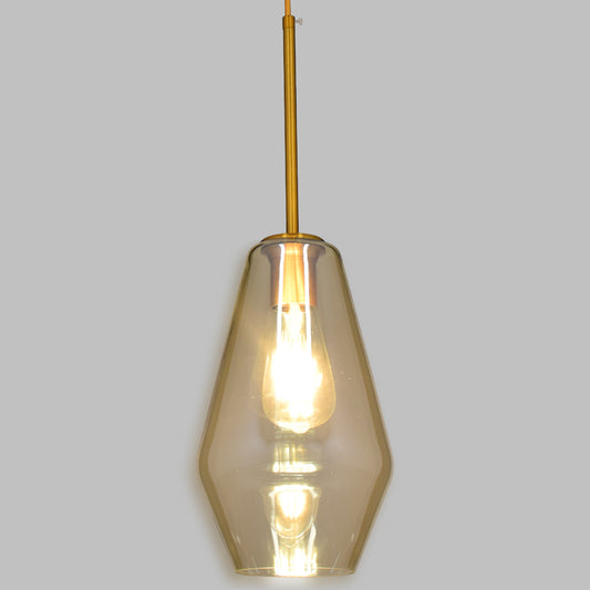 AMARIS 00871 Μοντέρνο Κρεμαστό Φωτιστικό Οροφής Μονόφωτο 1 x E27 Γυάλινο Φιμέ Μελί Φ17 x Υ30cm