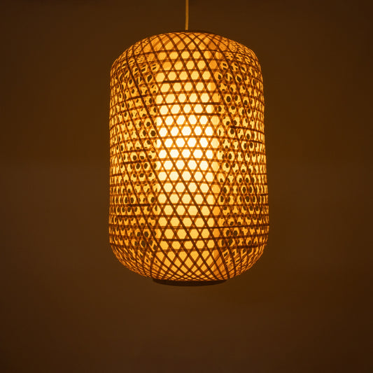 MAURITIUS 00901 Vintage Κρεμαστό Φωτιστικό Οροφής Μονόφωτο 1 x E27 Καφέ Ξύλινο Μπαμπού Φ40 x Y60cm