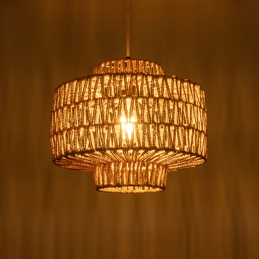 JENSON 00909 Boho Κρεμαστό Φωτιστικό Οροφής με Ντουί 1 x E27 AC 220-240V IP20 - Μπεζ - Μ33 x Π33 x Υ28