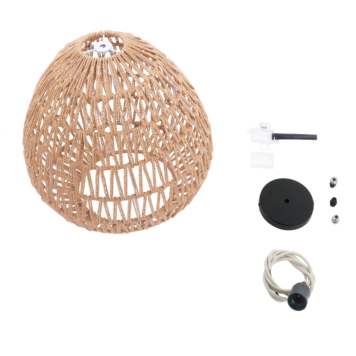 JJENSON 00911 Boho Κρεμαστό Φωτιστικό Οροφής με Ντουί 1 x E27 AC 220-240V IP20 - Μπεζ - Μ35 x Π35 x Υ35