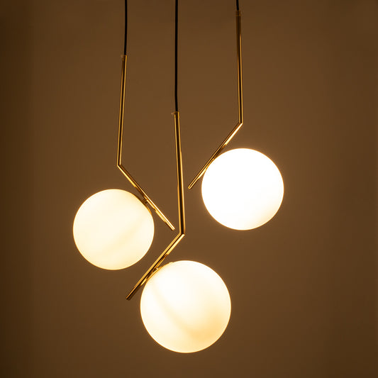 MONROE 00953 Μοντέρνο Κρεμαστό Φωτιστικό Οροφής με Ντουί 3 x E27 AC 220-240V IP20 - Χρυσό & Λευκό - Μ60 x Π60 x Υ50