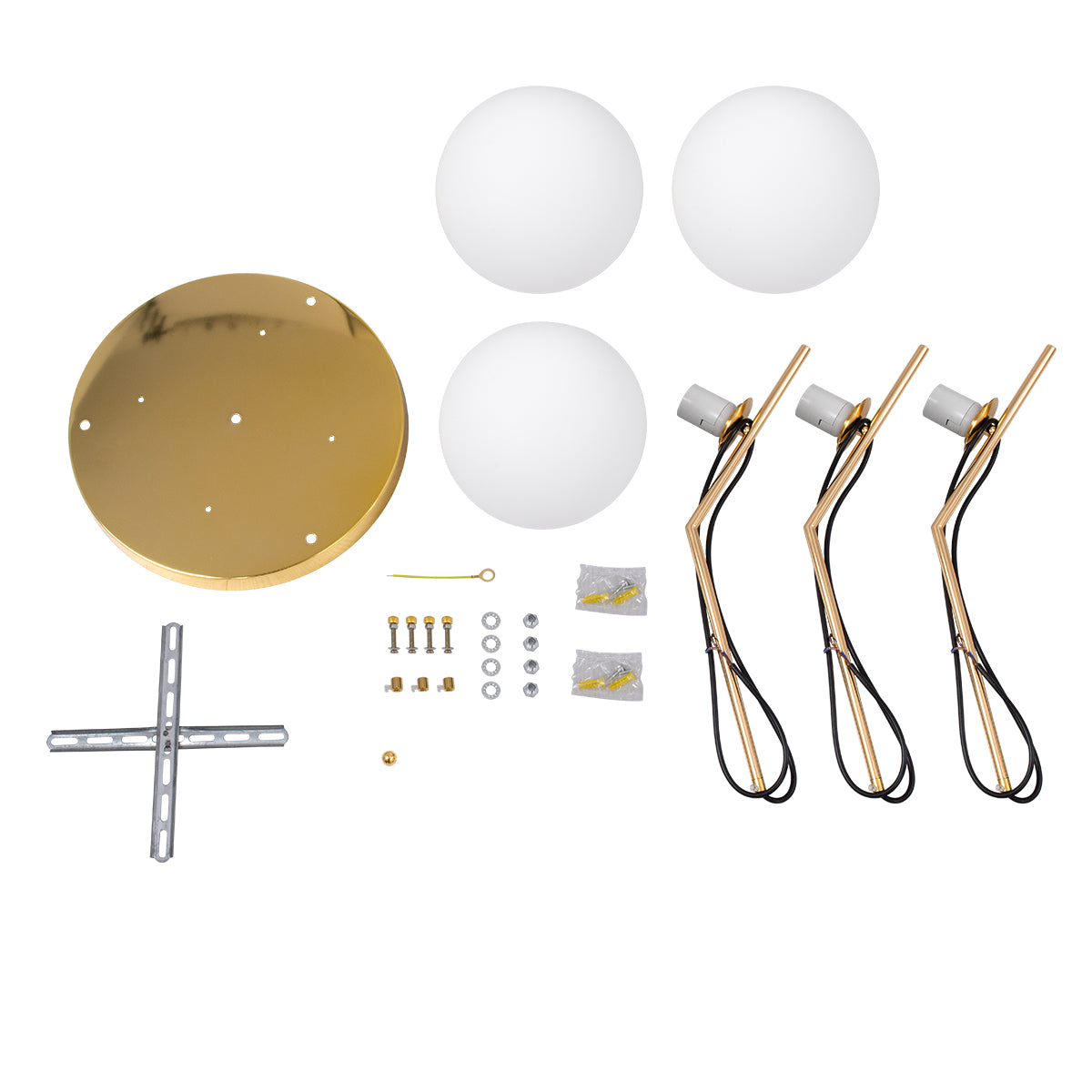 MONROE 00953 Μοντέρνο Κρεμαστό Φωτιστικό Οροφής με Ντουί 3 x E27 AC 220-240V IP20 - Χρυσό & Λευκό - Μ60 x Π60 x Υ50