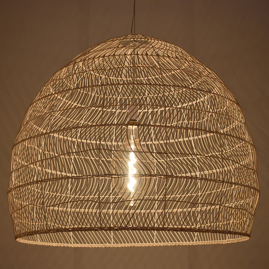 MALIBU 00965 Vintage Κρεμαστό Φωτιστικό Οροφής Μονόφωτο 1 x E27 Λευκό Ξύλινο Μπαμπού Φ100 x Y86cm