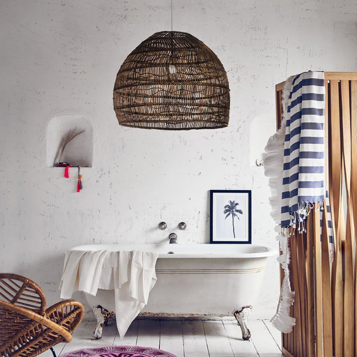 MALIBU 00967 Boho Κρεμαστό Φωτιστικό Οροφής με Ντουί 1 x E27 AC 220-240V IP20 - Καφέ - Μ100 x Π100 x Y86