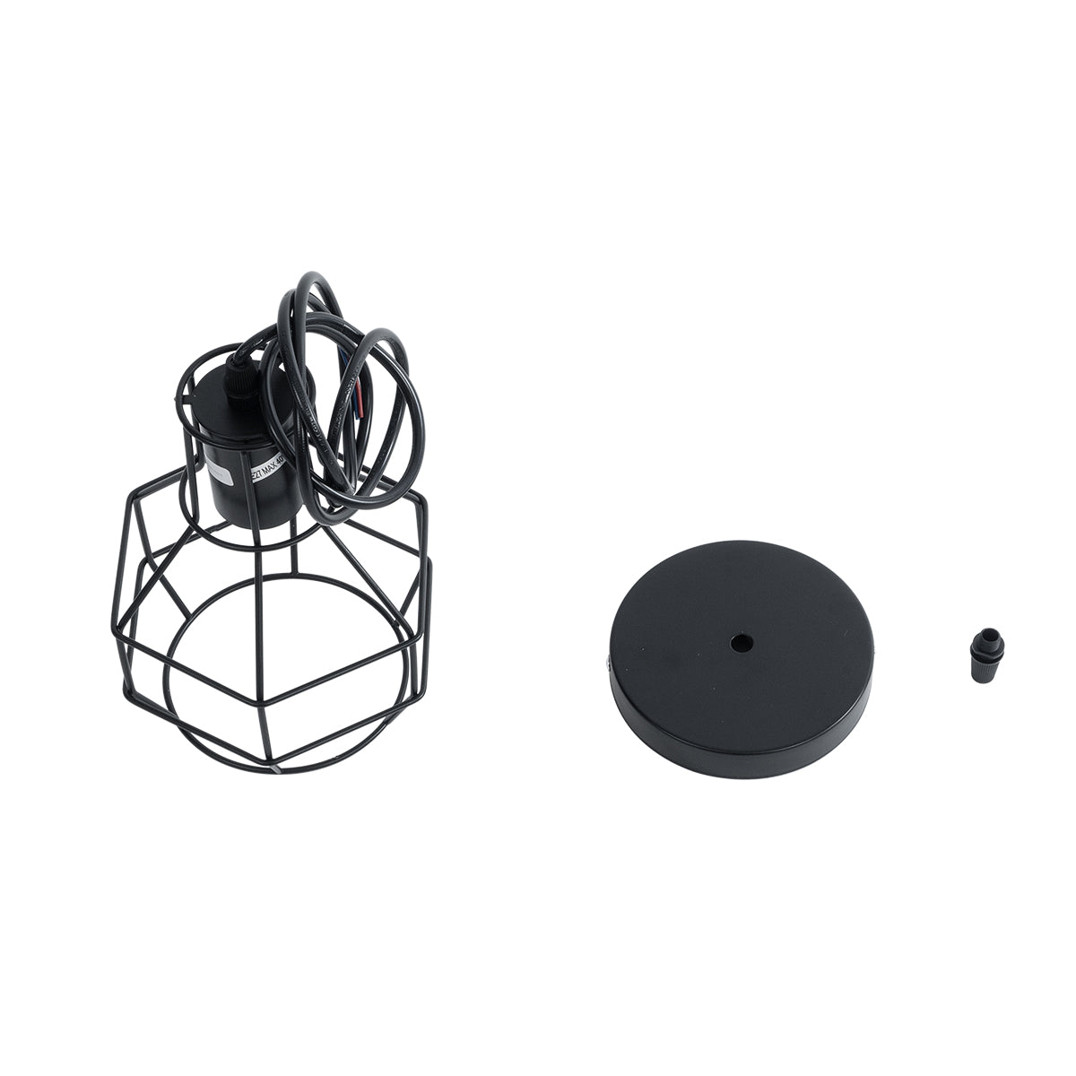 CAGE 01017 Vintage Κρεμαστό Φωτιστικό Οροφής με Ντουί 1 x E27 AC 220-240V IP20 - Μαύρο - Μ15 x Π15 x Υ20