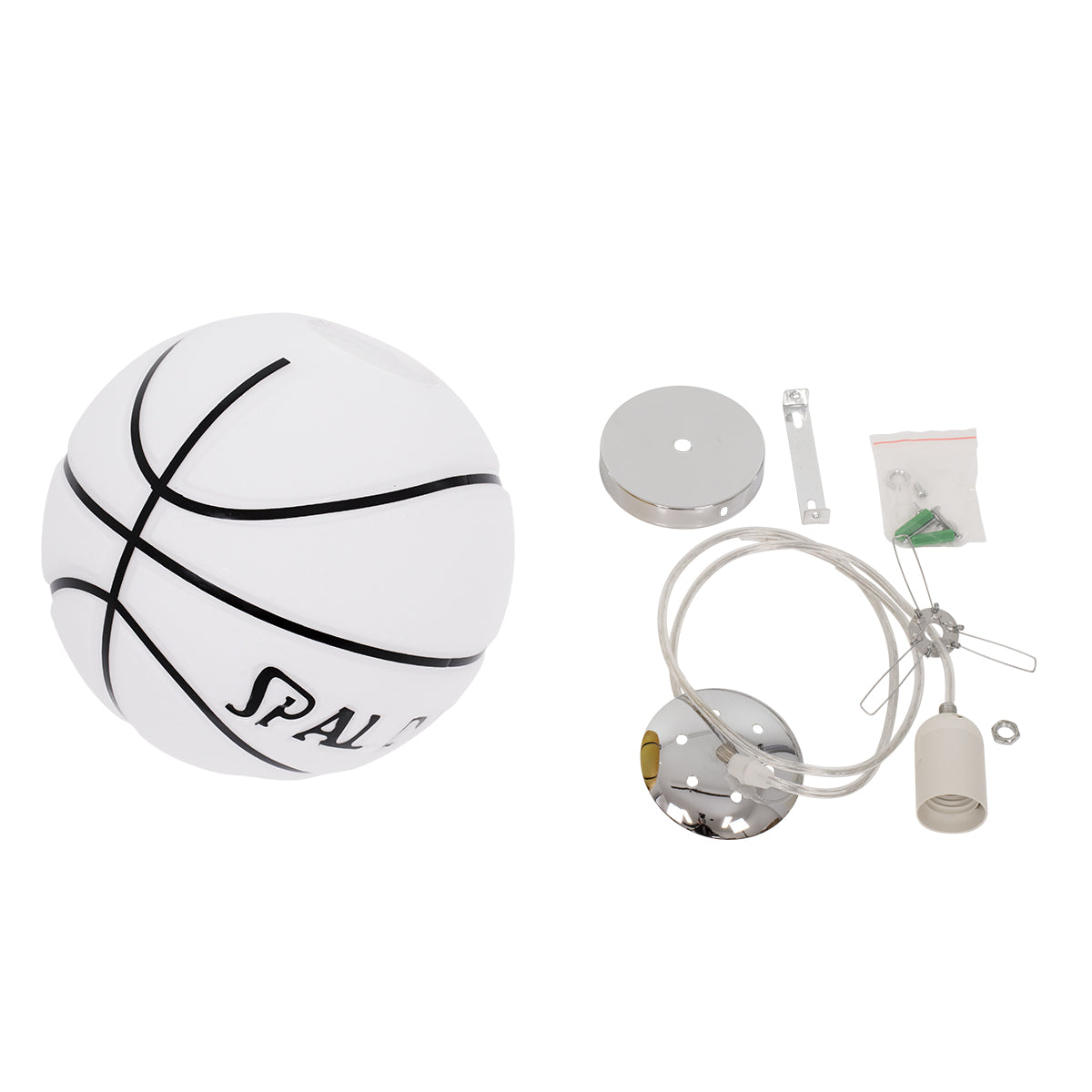 SPALDING NBA 01031 Παιδικό Κρεμαστό Φωτιστικό Οροφής με Ντουί 1 x E27 AC 220-240V IP20 - Λευκό & Μαύρο - Μ25 x Π25 x Υ25
