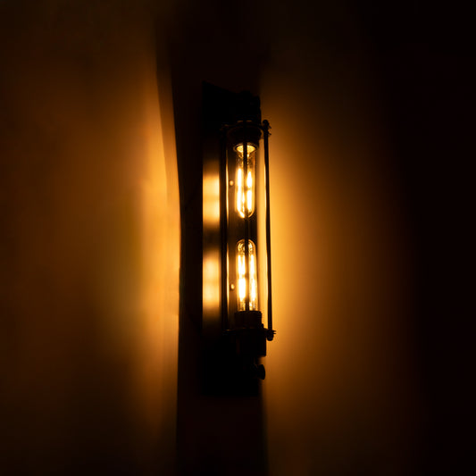 BESPOKE 01033 Vintage Φωτιστικό Τοίχου - Απλίκα με Ντουί 1 x E27 AC 220-240V IP20 - Μαύρο - Μ10 x Π10 x Υ47