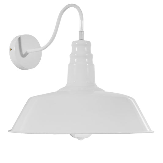 SORD 01051 Vintage Industrial Φωτιστικό Τοίχου Απλίκα Μονόφωτο Λευκό Μεταλλικό Καμπάνα Φ36 x Μ42 x Π36 x Υ32cm
