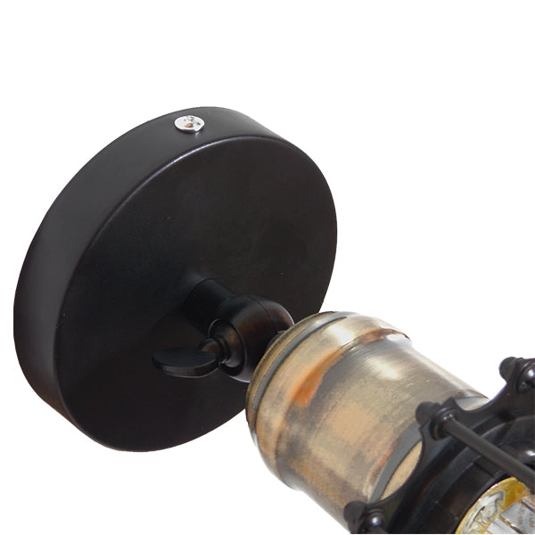 CATEL 01056 Vintage Φωτιστικό Τοίχου - Απλίκα με Ντουί 1 x E27 AC 220-240V IP20 - Μαύρο & Χρυσό - Μ12 x 15 x Υ32