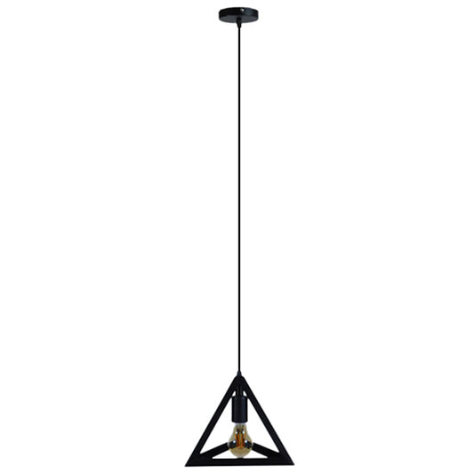 TRIANGLE 01063 Μοντέρνο Κρεμαστό Φωτιστικό Οροφής Μονόφωτο 1 x E27 Μαύρο Μεταλλικό Πλέγμα Φ25 x Y21cm