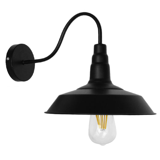 SORD 01065 Vintage Industrial Φωτιστικό Τοίχου Απλίκα Μονόφωτο Μαύρο Μεταλλικό Καμπάνα Φ26 x Μ37 x Π26 x Υ32cm