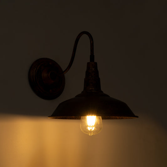 RAY 01067 Vintage Φωτιστικό Τοίχου - Απλίκα με Ντουί 1 x E27 AC 220-240V IP20 - Χάλκινο Εφέ Σκουριάς - Μ26 x Π37 x Υ32