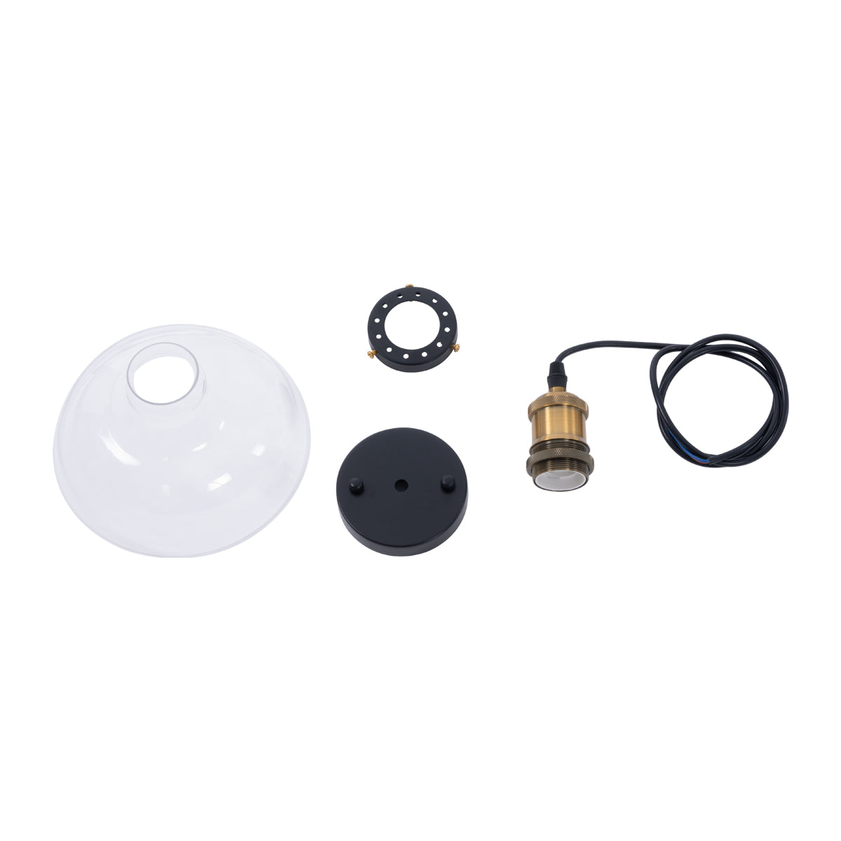 BINGLEY 01075 Vintage Κρεμαστό Φωτιστικό Οροφής με Ντουί 1 x E27 AC 220-240V IP20 - Διάφανο & Χρυσό - Μ24.5 x Π24.5 x Υ15