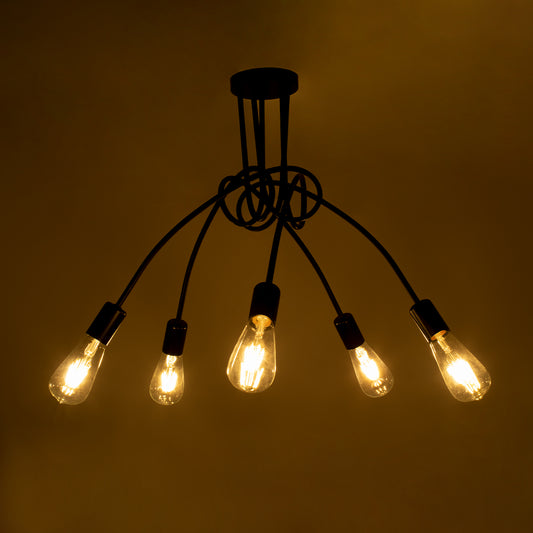 PAULELI 01127 Μοντέρνο Industrial Φωτιστικό Οροφής Πολύφωτο Μαύρο Μεταλλικό Φ58 x Y45cm