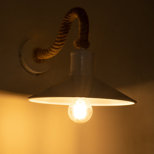 VINSA 01130 Boho Φωτιστικό Τοίχου - Απλίκα με Ντουί 1 x E27 AC 220-240V IP20 - Λευκό & Μπεζ - Μ37.5 x Π26.7 x Υ25