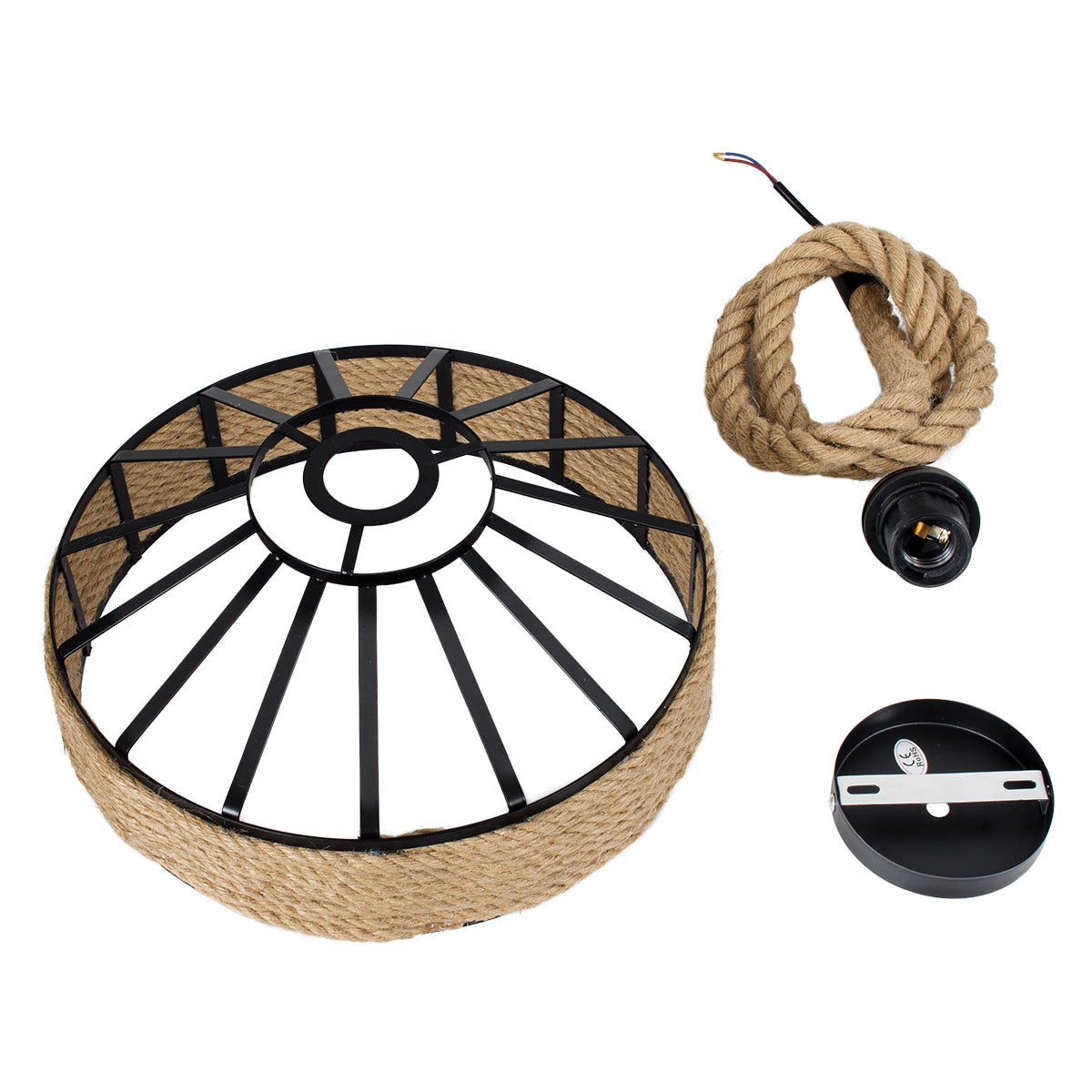 SAHARA 01146 Boho Κρεμαστό Φωτιστικό Οροφής με Ντουί 1 x E27 AC 220-240V IP20 - Μπεζ & Μαύρο - Μ31 x Π31 x Υ14