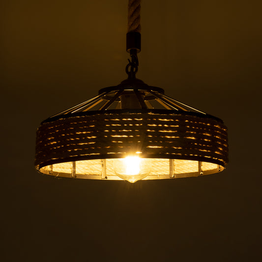 SAHARA 01146 Boho Κρεμαστό Φωτιστικό Οροφής με Ντουί 1 x E27 AC 220-240V IP20 - Μπεζ & Μαύρο - Μ31 x Π31 x Υ14