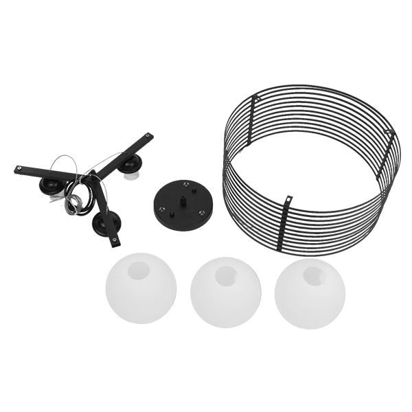 KEVIA 01150 Μοντέρνο Κρεμαστό Φωτιστικό Οροφής με Ντουί 1 x E27 AC 220-240V IP20 - Μαύρο & Λευκό - Μ40 x Π40 x Υ17.5