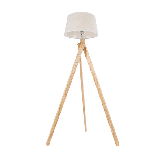 TRIPOD 01263 Μοντέρνο Φωτιστικό Δαπέδου Μονόφωτο 1 x E27 Μπεζ Ξύλινο Καμπάνα D40 x H143cm