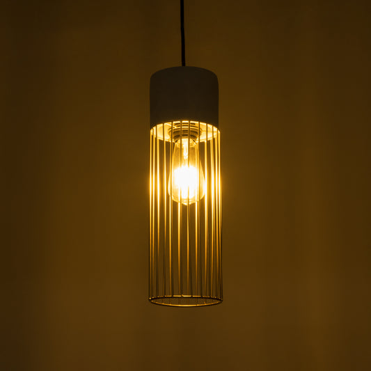 DURANT 01322 Μοντέρνο Industrial Κρεμαστό Φωτιστικό Οροφής Μονόφωτο 1 x E27 AC220-240V IP20 - Φ12 x Υ40cm - Γκρι Μπεζ Τσιμέντο Πλέγμα