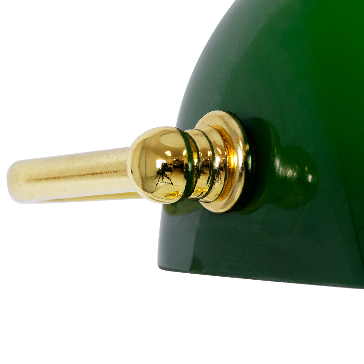 LIBRARY 01391 Vintage Επιτραπέζιο Φωτιστικό Πορτατίφ Μονόφωτο Χρυσό Μεταλλικό με Γυάλινο Πράσινο Καπέλο Μ26.5 x Π19 x Υ38cm