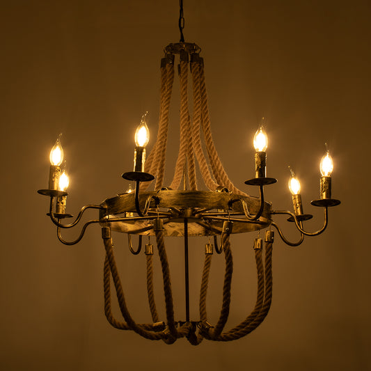 VICTORIAN 01405 Vintage Κρεμαστό Φωτιστικό Οροφής με Ντουί 8 x E14 AC 220-240V IP20 - Μπρούτζινο Εφέ Σκουριάς & Μπεζ - Μ87 x Π87 x Υ80