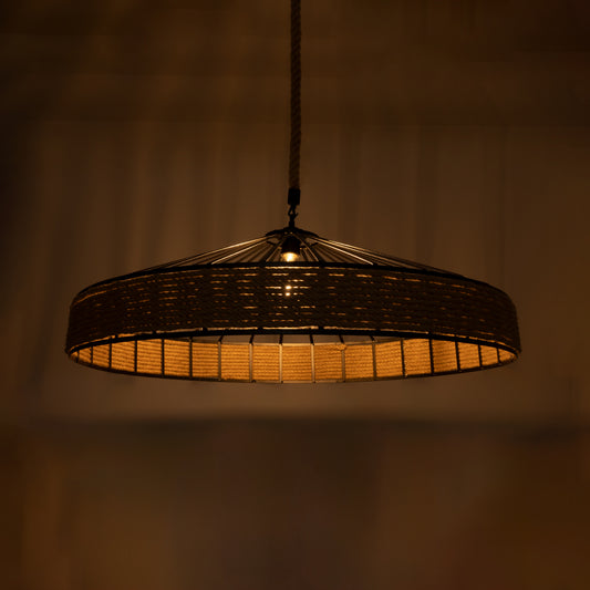 SAHARA 01416 Boho Κρεμαστό Φωτιστικό Οροφής με Ντουί 1 x E27 AC 220-240V IP20 - Μπεζ & Μαύρο - Μ80 x Π80 x Y25