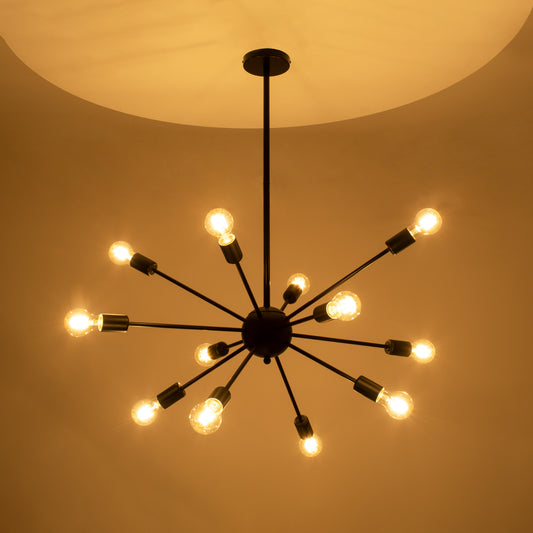 MILANO 01486 Μοντέρνο Industrial Φωτιστικό Οροφής Πολύφωτο 12 x E27 Μαύρο Μεταλλικό Πλεγμα Φ80 x Y78cm