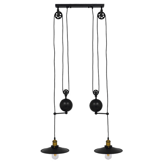 CARILO 01550 Vintage Industrial Κρεμαστό Φωτιστικό Οροφής Δίφωτο 2 x E27 Μαύρο Μεταλλικό με Ρυθμιζόμενη Ανάρτηση Μ72 x Π26 x Υ120cm