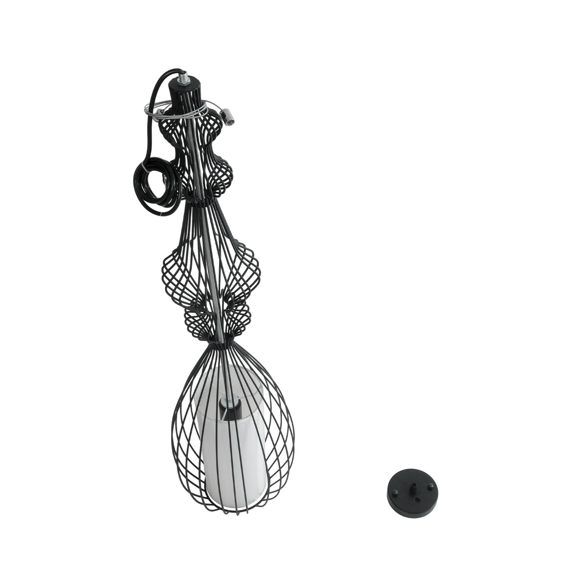 LILY 01561 Vintage Κρεμαστό Φωτιστικό Οροφής με Ντουί 1 x E27 AC 220-240V IP20 - Μαύρο & Λευκό - Μ90 x Π90 x Υ20