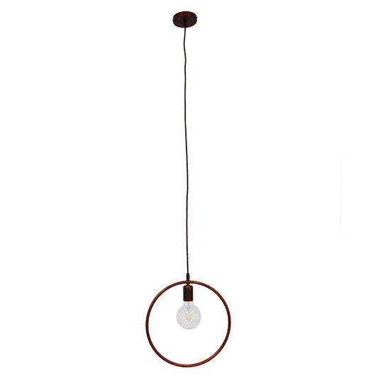 OMICRON 01579 Μοντέρνο Κρεμαστό Φωτιστικό Οροφής Μονόφωτο 1 x E27 Καφέ Σκουριά Μεταλλικό Φ33 x Π4 x Υ33cm