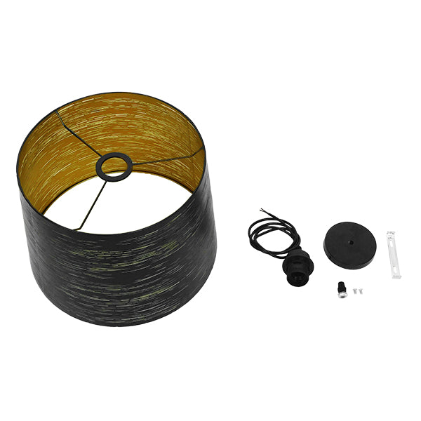 ACCADEMIA 01584 Μοντέρνο Industrial Κρεμαστό Φωτιστικό Οροφής Μονόφωτο 1 x E27 Μεταλλικό Μαύρο - Χρυσό Καμπάνα Φ35 x Υ25cm