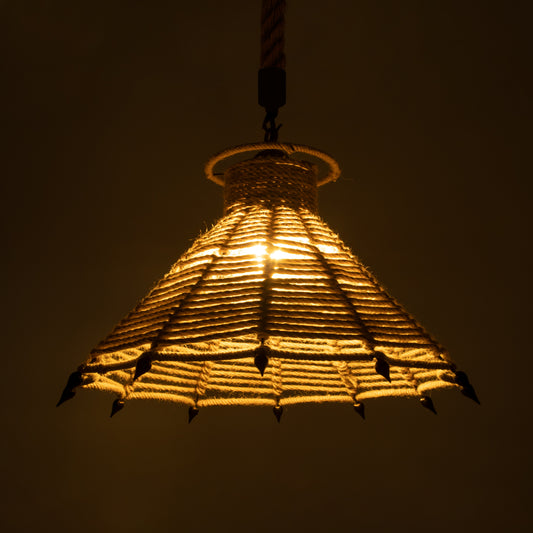 OZERO 01603 Vintage Κρεμαστό Φωτιστικό Οροφής Μονόφωτο 1 x E27 Μπεζ Καμπάνα με Σχοινί Φ41 x Υ28cm