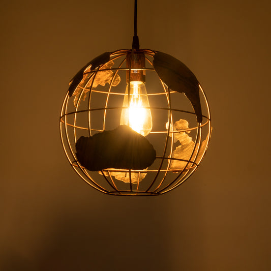 EARTH 01662 Vintage Industrial Κρεμαστό Φωτιστικό Οροφής Μονόφωτο 1 x E27 AC220-240V IP20 - Φ30 x Υ30cm - Καφέ Σκουριά Μεταλλικό Πλέγμα