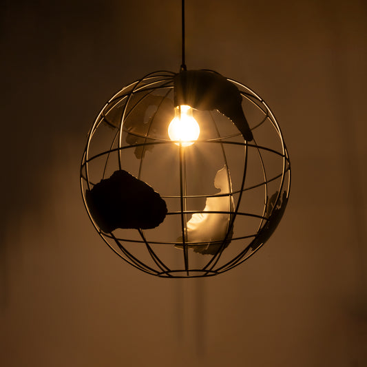 EARTH 01663 Vintage Κρεμαστό Φωτιστικό Οροφής με Ντουί 1 x E27 AC 220-240V IP20 - Μαύρο - Μ41 x Π41 x Υ41