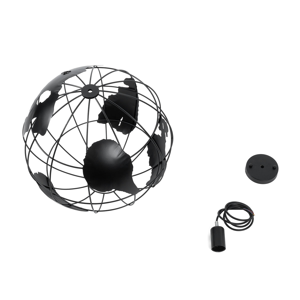 EARTH 01663 Vintage Κρεμαστό Φωτιστικό Οροφής με Ντουί 1 x E27 AC 220-240V IP20 - Μαύρο - Μ41 x Π41 x Υ41