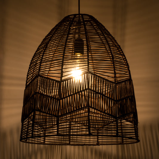 ALOHA 01752 Boho Κρεμαστό Φωτιστικό Καμπάνα Μονόφωτο 1 x E27 IP20 Καφέ Σχοινί - Μ43 x Π43 x Y46cm