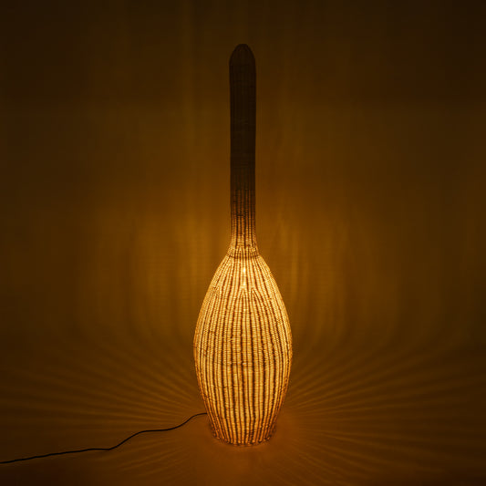 PARADIS 01845 Boho Επιδαπέδιο Φωτιστικό Μονόφωτο 1 x E27 AC220-240V IP20 - Φ40 x Υ150cm - Μπεζ Ξύλινο Ρατάν Πλέγμα