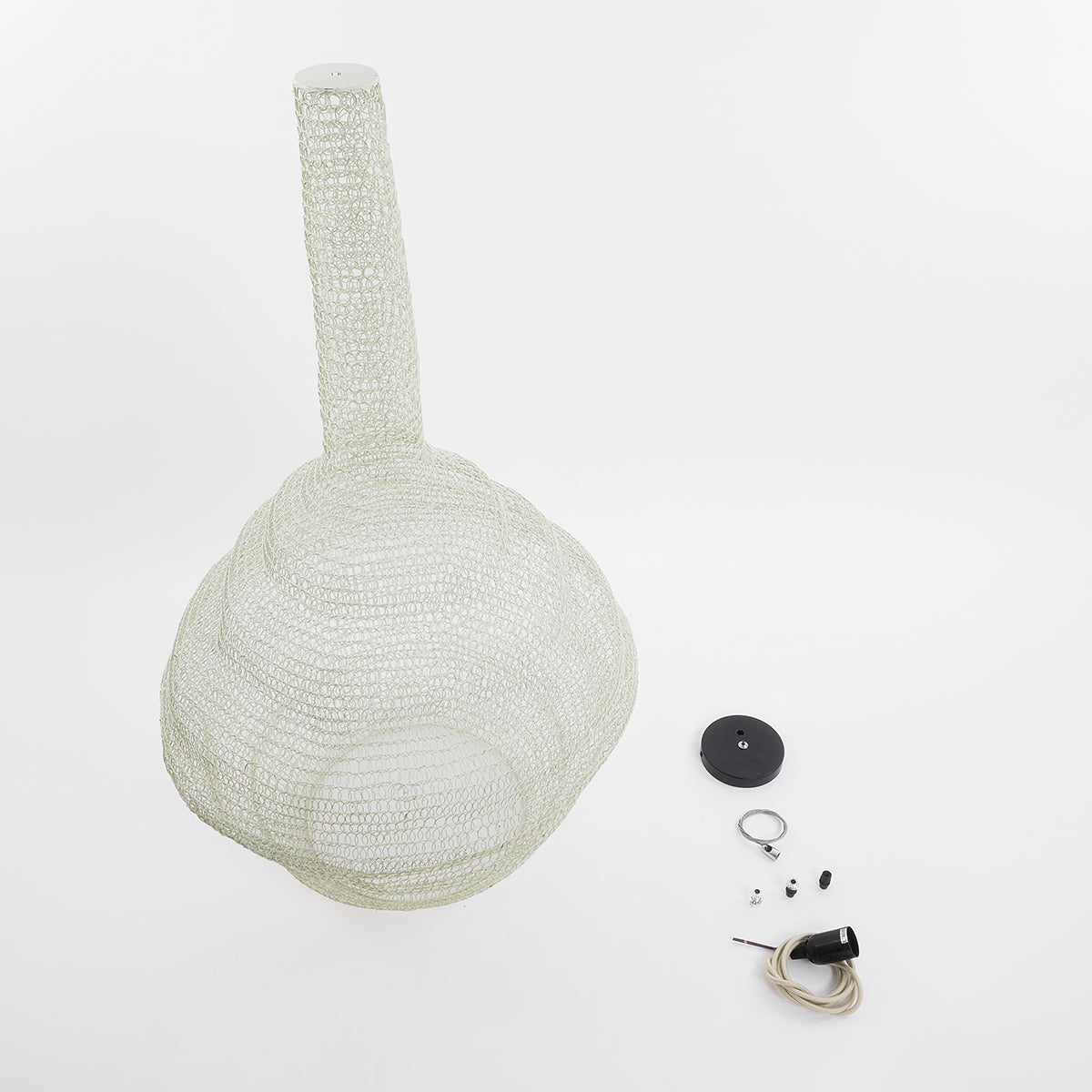 KENTUCKY 01883 Vintage Κρεμαστό Φωτιστικό Οροφής Μονόφωτο 1 x E27 AC220-240V IP20 - Φ60 x Υ90cm - Μπεζ Εκρού Μεταλλικό Πλέγμα