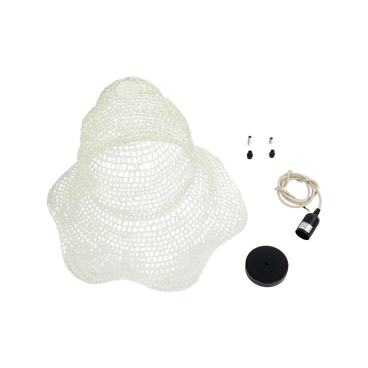 KENTUCKY 01889 Vintage Κρεμαστό Φωτιστικό Πλέγμα Μονόφωτο 1 x E27 IP20 Λευκό Μέταλλο - Μ50 x Π50 x Υ48cm