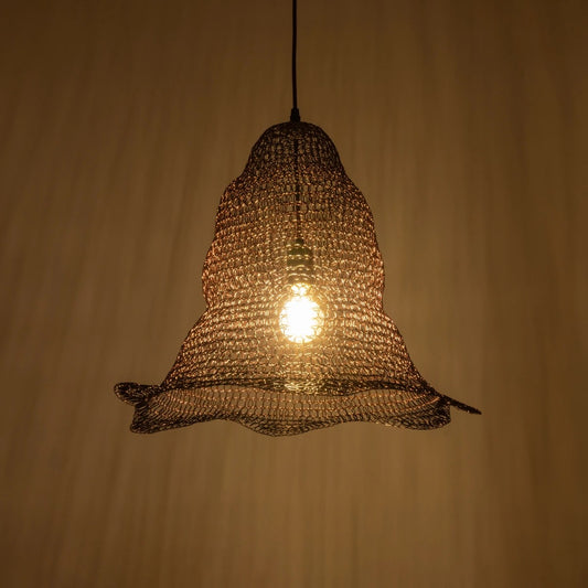 KENTUCKY 01890 Vintage Κρεμαστό Φωτιστικό Πλέγμα Μονόφωτο 1 x E27 IP20 Καφέ Μέταλλο - Μ50 x Π50 x Υ48cm