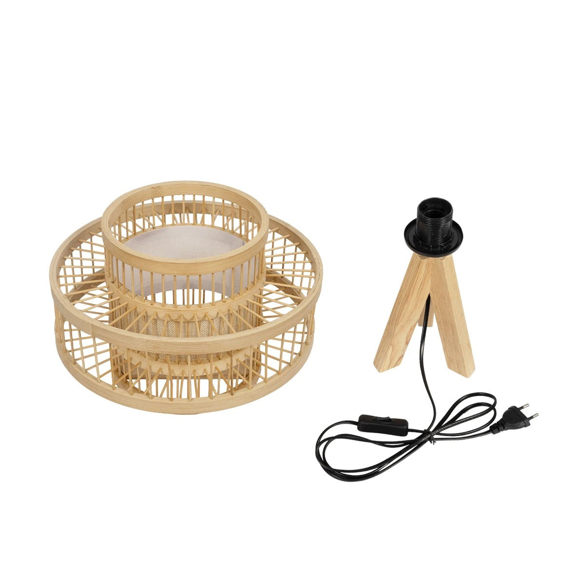 TULUM 01991 Boho Table Lamp with 1 x E27 AC 220-240V IP20 - Beige - L30 x W30 x H41