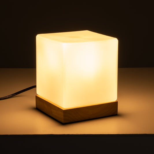 DERYA 02035 Μοντέρνο Επιτραπέζιο Φωτιστικό Πορτατίφ με Ντουί 1 x E27 AC 220-240V IP20 - Μπεζ - Μ12 x Π12 x Υ15